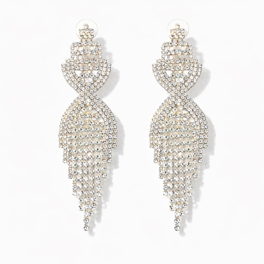 Elegant Silver Crystal Drop Earrings